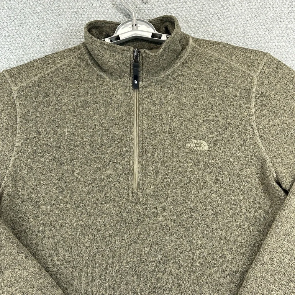 North Face Jacket Mens XL Brown Pockets 1/4 Zip Fleece Sweater Outdoor Hike - Picture 2 of 16
